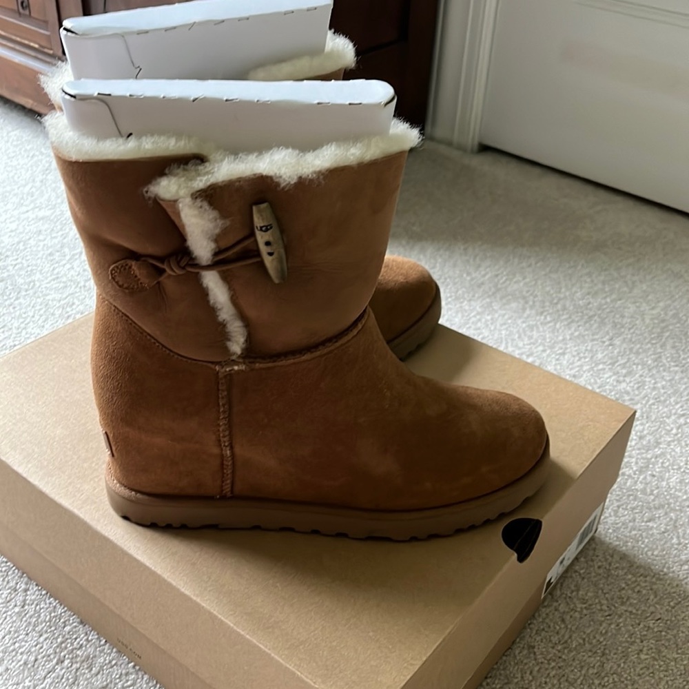 Ugg button wedge bootie